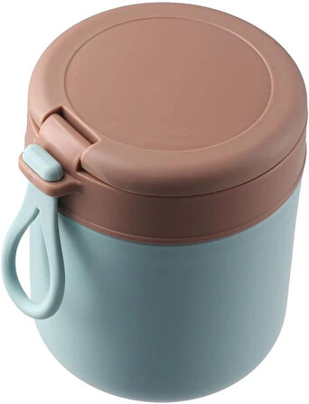 Paslanmaz Çelik Sızdırmaz Kaşıklı Saklama Kabı Beslenme Kabı 430 ML Mavi İthal Ürün