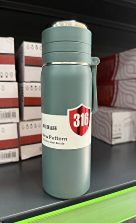 Paslanmaz Çelik Termos Su Şişesi 500ml Vakumlu Kapak Yeşil İthal Ürün