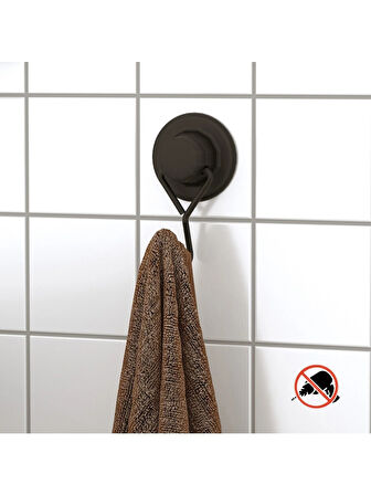 Vakumlu Banyo Havlu Askısı Siyah Tek Kancalı