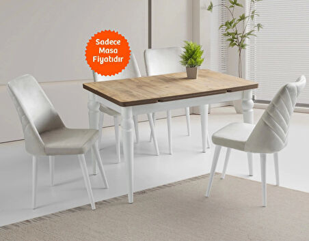 Yandan Açılır Büyüyen Yemek Masası Meşe-Beyaz 70x110cm SADECE MASA FİYATIDIR