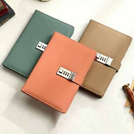 Kilitli Ajanda Günlük Not Defteri Notebook Açık Kahverengi İthal Ürün