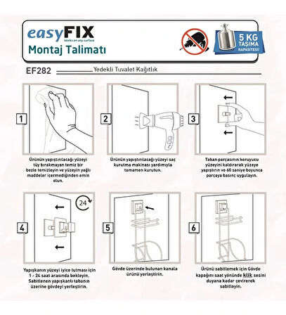Tuvalet Kağıdı Askısı 2 Raf Yedekli Siyah EasyFix
