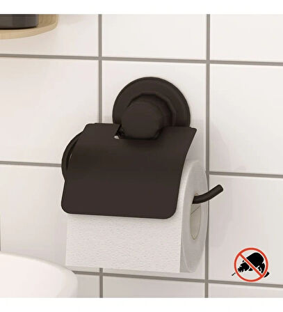 Vakumlu Tuvalet Kağıdı Askısı Kapaklı Siyah