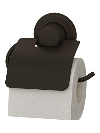 Vakumlu Tuvalet Kağıdı Askısı Kapaklı Siyah