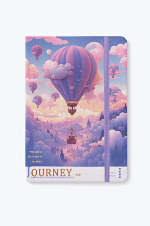 2 Adet Ajanda Çizgili Not Defteri-Uçlu Kalem Hediyeli Mor Balon