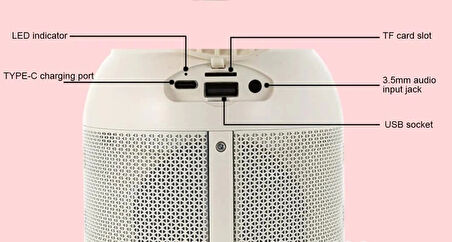 Vintage Lamba 3′ü 1 Arada 1 adet Mikrofon TF-Card Bluetooth Kamp Lambası Dış Mekan Karaoke Hoparlör Krem