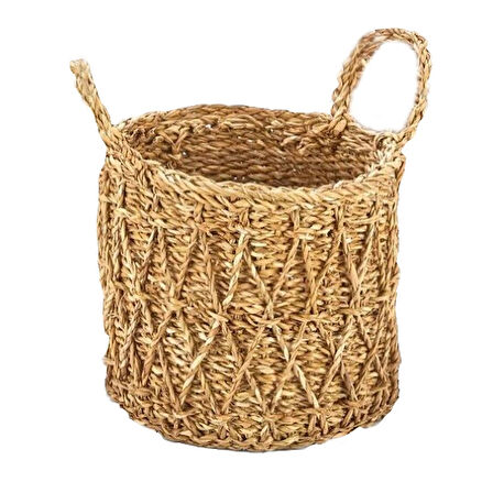 Dekoratif Yuvarlak Çapraz Desenli Sepet Saksılık Sele 3lü Set CL-9037