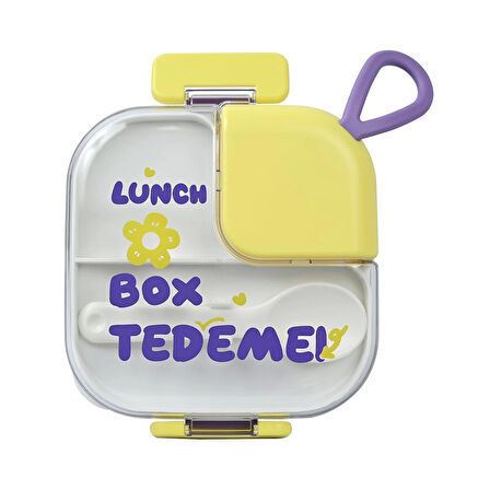 Paslanmaz Çelik Sızdırmaz Kaşıklı Saklama Kabı Beslenme Kabı 600 ML. Mor İthal Ürün