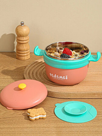 Paslanmaz Çelik Sızdırmaz Çatal ve Kaşıklı Saklama Kabı Beslenme Kabı 260-500 ML Pembe İthal Ürün