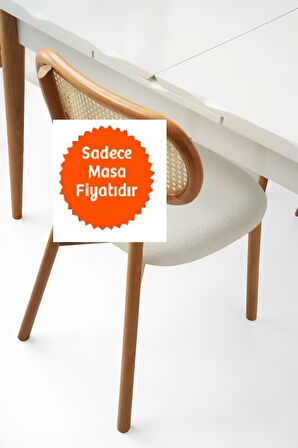 Kelebek Ortadan Açılır Büyüyen Yemek Masası Beyaz 80x130cm