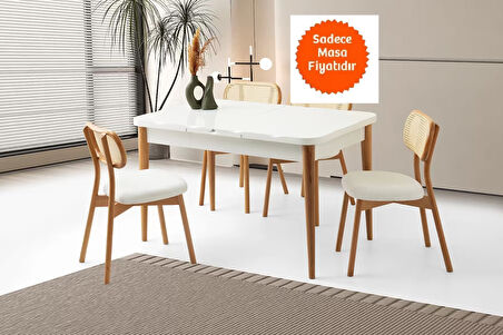 Kelebek Ortadan Açılır Büyüyen Yemek Masası Beyaz 80x130cm