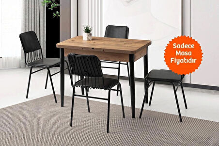 Ortadan Açılır Büyüyen Ahşap Yemek Masası Meşe 60x100cm SADECE MASA FİYATIDIR