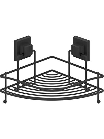 Easyfix Yapışkanlı Banyo Rafı Şampuanlık Kancalı Köşe Rafı Siyah