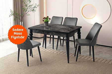 Yandan Açılır Büyüyen Yemek Masası Siyah Mermer Desenli 60x90cm SADECE MASA FİYATIDIR