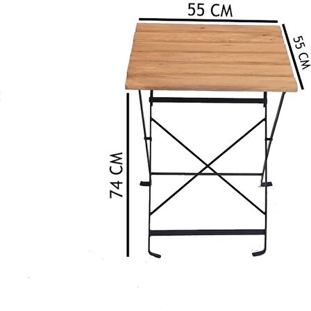 Ahşap Katlanır Masa Sandalye Bahçe Balkon Mutfak Takımı 2 Sandalye 1 Masa Bistro Takım