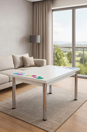 Yandan Açılır Büyüyen Cam Mutfak Masası Damla 70x110cm SADECE MASA
