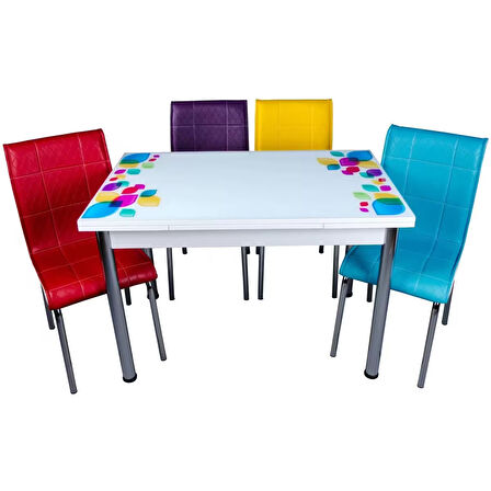 Yandan Açılır Büyüyen Cam Mutfak Masası Damla 70x110cm SADECE MASA