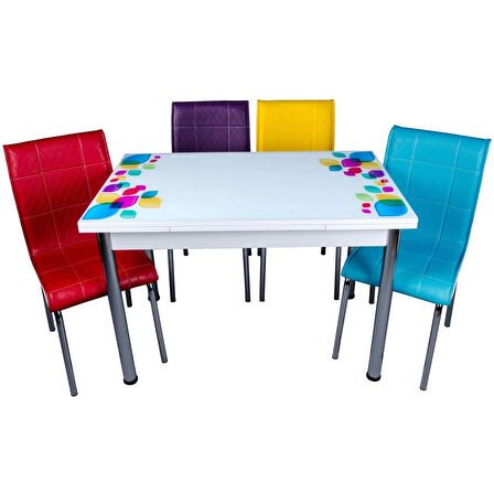 Yandan Açılır Büyüyen Cam Mutfak Masası Damla 70x110cm SADECE MASA