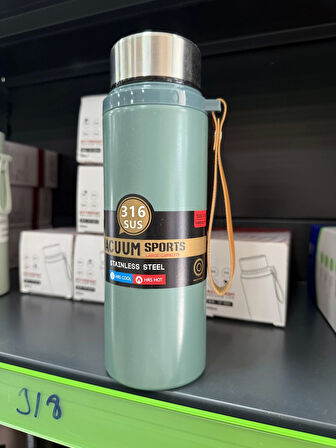 Paslanmaz Çelik Termos Su Şişesi 600ml Vakumlu Kapak Yeşil İthal Ürün