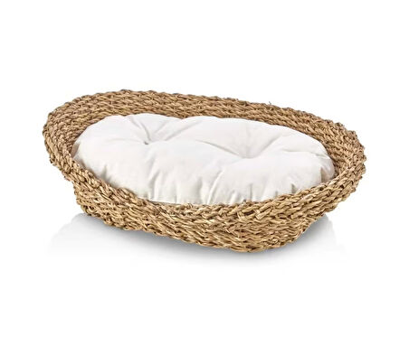 Dekoratif Hasır Kedi Köpek Yatağı Sepet 53cmx40cmx14cm