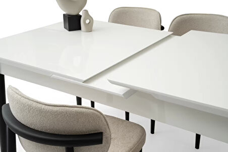 Ortadan Açılır Büyüyen Yemek Masası Beyaz 60x100cm SADECE MASA FİYATIDIR