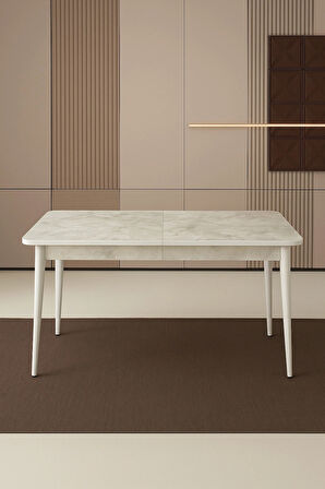 Rambla Ortadan Açılır Büyüyen Yemek Masası Mermer Desenli 90x160cm