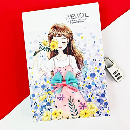 Kilitli Kutulu Ajanda Günlük Not Hatıra Defteri Notebook Beyaz