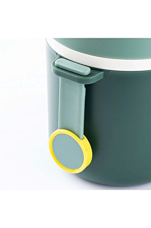 Paslanmaz Çelik Sızdırmaz Kaşıklı Saklama Kabı Beslenme Kabı 780 ML Yeşil İthal Ürün