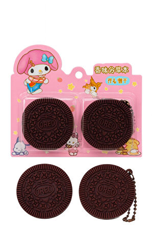 2'li Mini Oreo Figürlü Kokulu Not Defteri Zincirli Anahtarlık