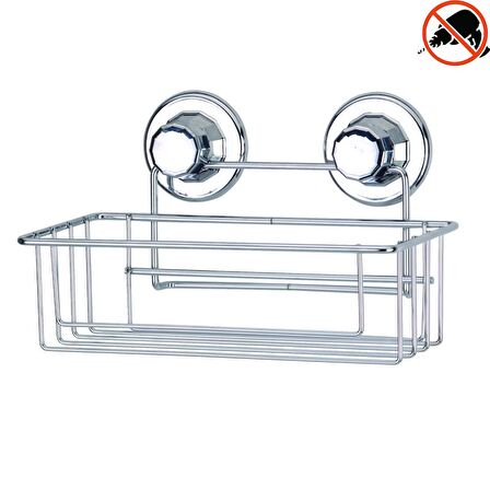 Vakumlu Banyo Duvar Rafı Şampuanlık Krom Vantuzlu