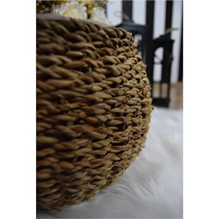 Dekoratif Küçük Tombul Vazo Sepet Saksılık 19x18 cm 1 ADET