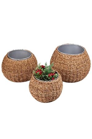 Dekoratif Küçük Tombul Vazo Sepet Saksılık 19x18 cm 1 ADET