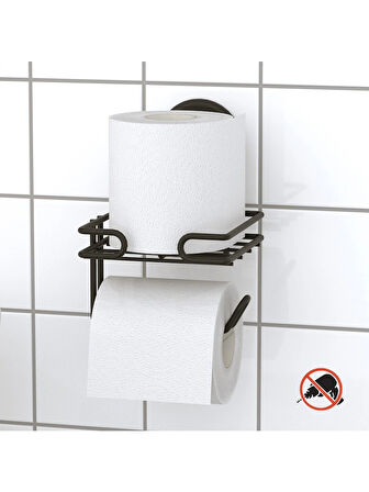 Banyo Köşe Rafı 3 Katlı Siyah Şampuanlık -Tuvalet Kağıtlığı Siyah 2 li Set Vidalı