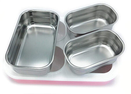 3 Bölmeli Paslanmaz Çelik Sızdırmaz Saklama Kabı Beslenme Kabı 1,2 Lt. Mavi İthal Ürün