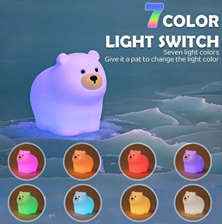 Sevimli Ayıcık Gece Lambası Dokunmatik Sensörlü Renkli Çocuklar Için Usb Şarjlı İthal Ürün