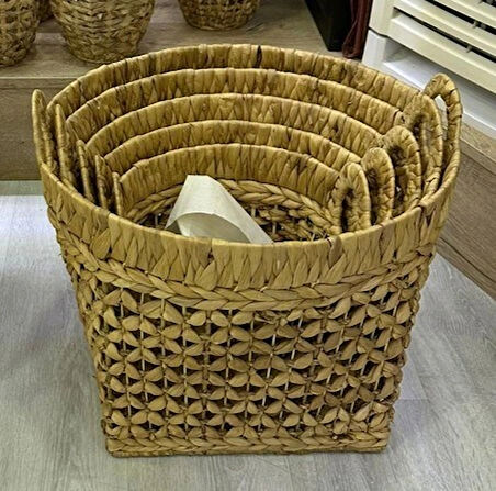 Dekoratif Naturel Derin Sele Düzenleyici Sepet 5li CL-11004