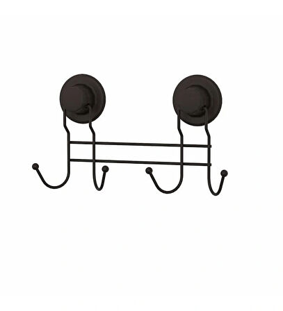 Vakumlu Banyo Havlu Askısı 4 Kancalı Siyah S252