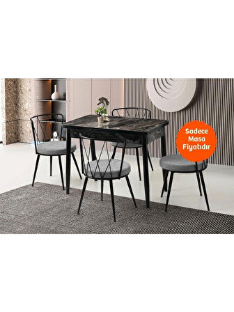 Ortadan Açılır Büyüyen Ahşap Yemek Masası Siyah Mermer 60x100cm SADECE MASA FİYATIDIR