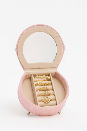 Berjer Figürlü Kadife Desenli Takı Bijuteri Mücevher Kutusu Biblo 19cm Pembe İthal Ürün