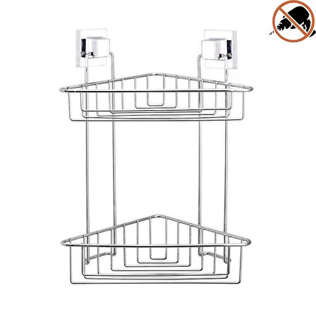 Banyo Köşe Rafı Kendinden Yapışkanlı 2 Katlı EasyFix