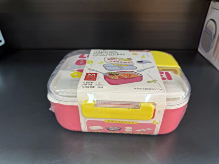 2 Bölmeli Paslanmaz Çelik Sızdırmaz Çatal ve Kaşıklı Saklama Kabı Beslenme Kabı 750 ML Pembe İthal Ürün