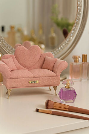 Berjer Figürlü Kadife Desenli Takı Bijuteri Mücevher Kutusu Biblo 24cm Pembe İthal Ürün