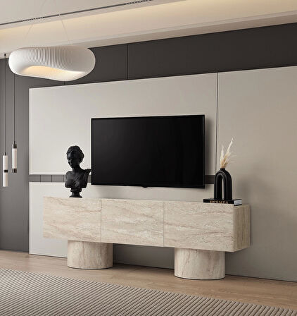 Tv Sehpası 3 Kapaklı Sidon 180cm Kurulu Gönderilir