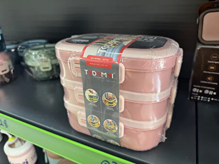 3 Katlı Paslanmaz Çelik Sızdırmaz Saklama Kabı Beslenme Kabı 2,45 Lt. Pembe İthal Ürün