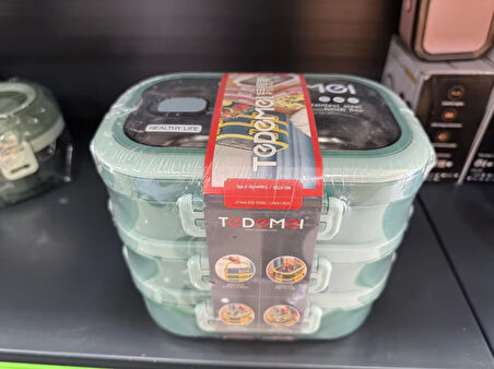 3 Katlı Paslanmaz Çelik Sızdırmaz Saklama Kabı Beslenme Kabı 2,45 Lt. Yeşil İthal Ürün