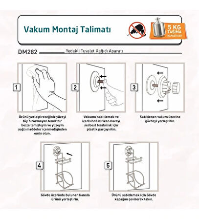 Vakumlu Tuvalet Kağıdı Askısı Yedekli Siyah S282