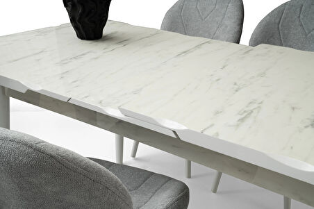 Marmo Ortadan Açılır Büyüyen Yemek Masası Mermer Desenli 80x130cm