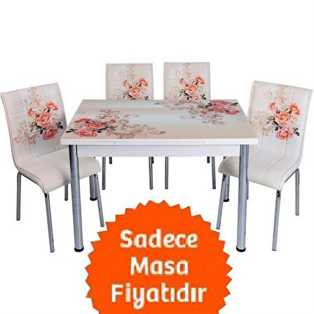 Yandan Açılır Büyüyen Cam Mutfak Masası 70x110-SADECE MASA FİYAT