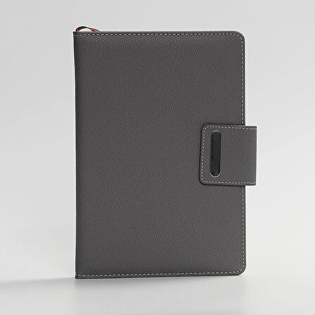 Mıknatıs Kapaklı Kalemli Ajanda Günlük Not Defteri Notebook Gri