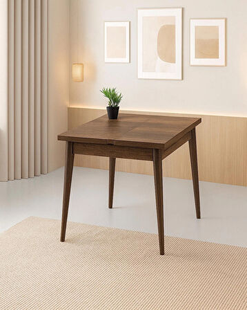 Yanlardan Açılır Büyüyen Yemek Masası Ceviz 75x80cm SADECE MASA FİYATIDIR